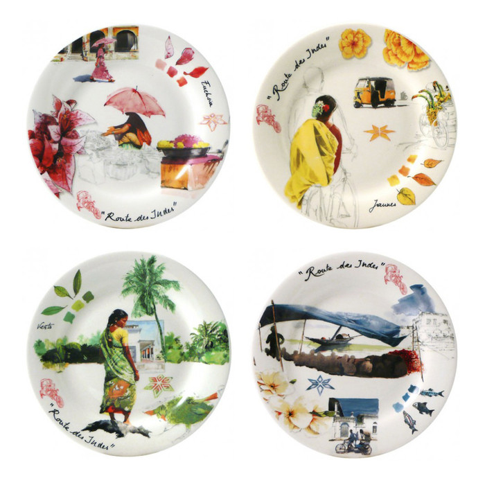 Gien Набор тарелок для канапе Gien коллекция Route des Indes (Дороги Индии)